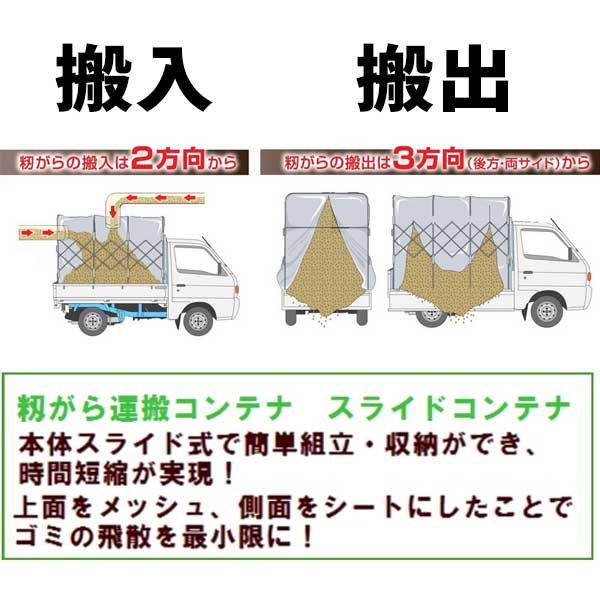 スライドコンテナ MSC-50X もみがらコンテナ スライド式コンテナ 普通トラック用 5反用 1600×1550×2500 ケーエス製販 もみ殻 籾殻 運搬 コンテナ 代引不可