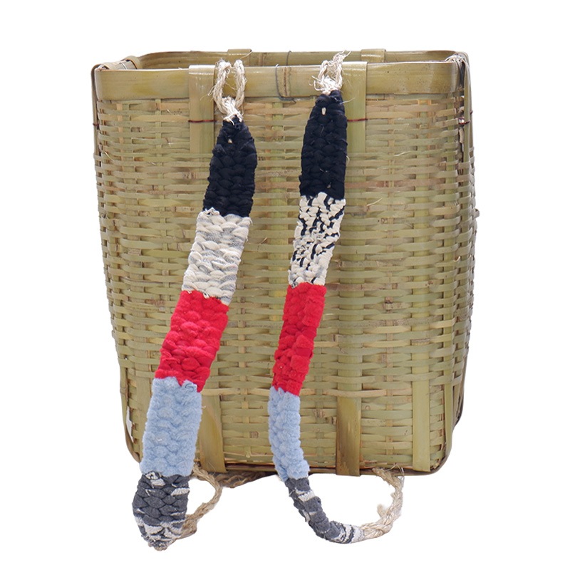 竹製 背負い籠 角小 31cm×23cm×高さ38cm 収穫かご 竹籠 渋Y H