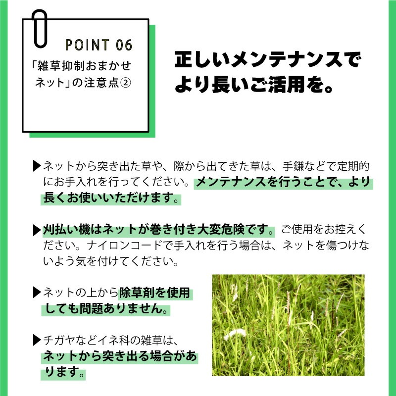 雑草抑制 おまかせネット グリーン 幅2m × 50m巻 耐用年数約8年 UV剤入り 防草 防虫 崩壊しにくい 簡単 施工 おまかせねっと 大一工業 北海道不可 代引不可