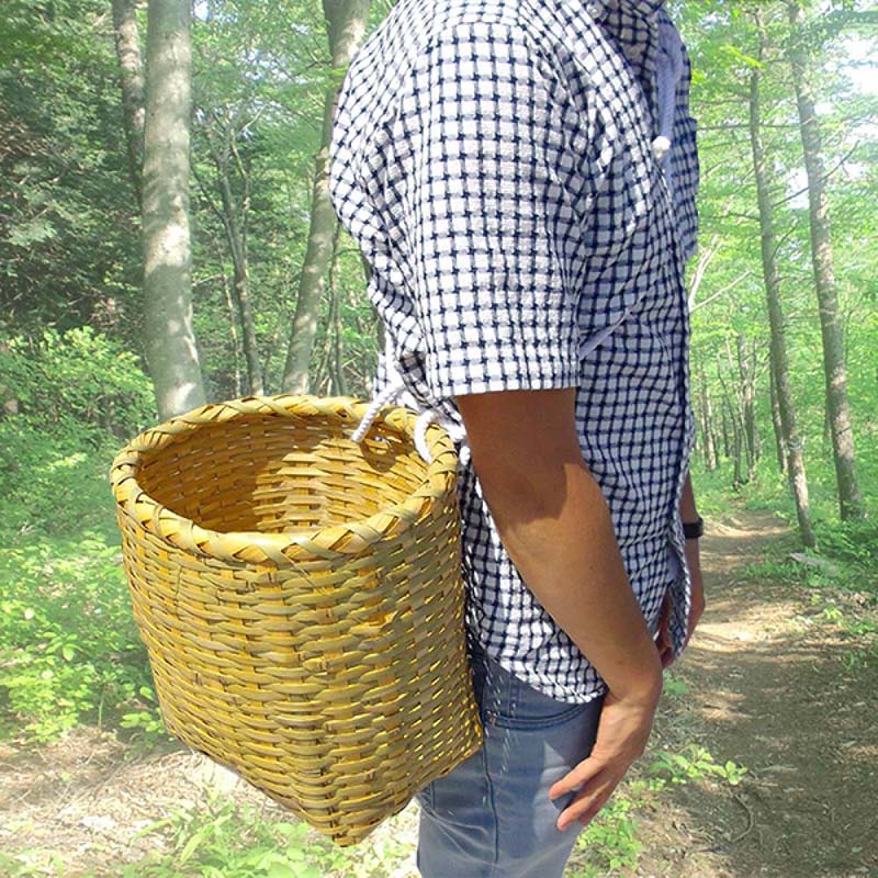 プラスワイズ本店｜竹製 万能腰籠 紐付き 直径25cm×高さ28cm 収穫かご