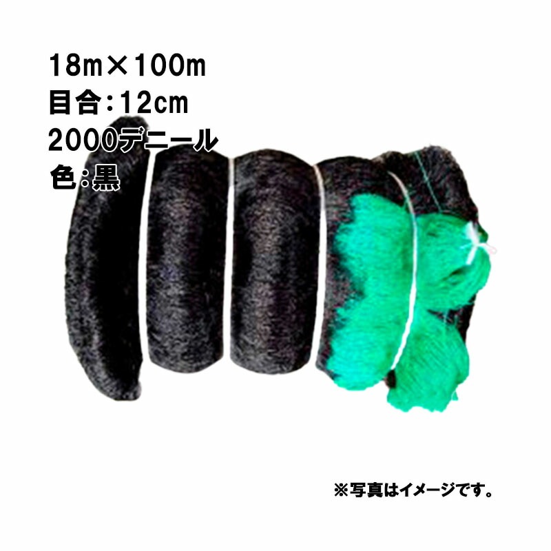 4本 鴨避けネット 上部張り用 18m×100m 12cm 目合 2000デニール 黒 防鳥ネット 小商 北海道不可 代引不可