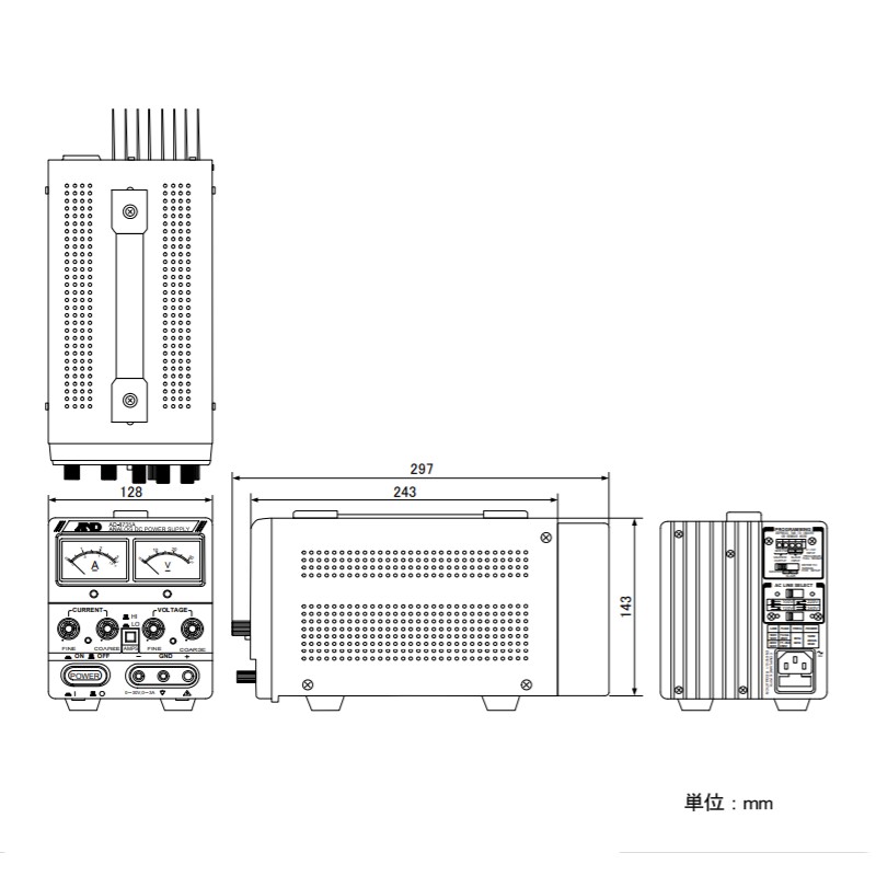 A&D 直流安定化電源 30V 3A AD-8735A 消費電力 約200VA 計測 計測器 計量 測量 測定 電子 デジタル エーアンドディー 宇N 代引不可