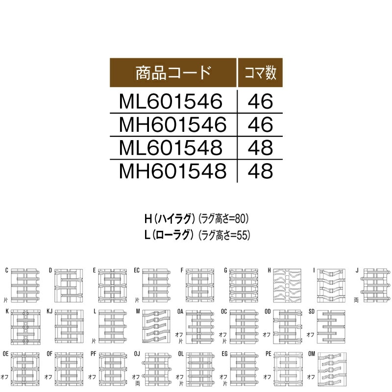 トラクタ ゴムクローラ ML601548 2個 幅600mm×ピッチ150×コマ数48 東日興産 三菱 モロオカ GCR140 GCR160 耐久 保証付き オK 個人宅配送不可 代引不可