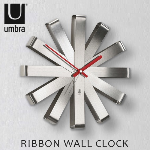 ����֥� ��ܥ󥦥����륯���å� umbra RIBBON WALL CLOCK