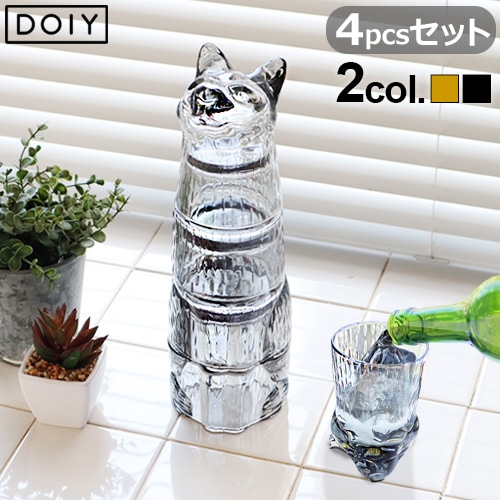 ɡ ƥ å 饹å 4ĥå DOIY Kitty Stackable Glass 4pcs
