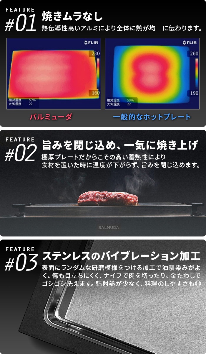 Хߥ塼 ץ졼 ץ  ɥС å BALMUDA The Plate Pro K10A-BK  Griddle & Cover K10-A100