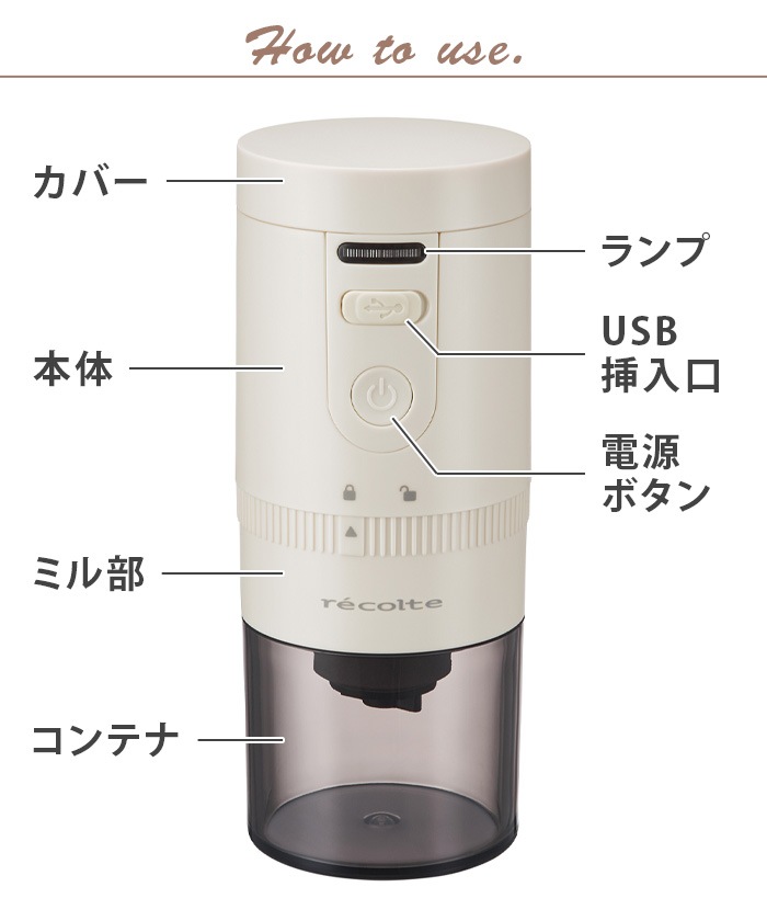 쥳 ɥ쥹 ҡ饤 recolte Cordless Coffee Grinder RCM-3
