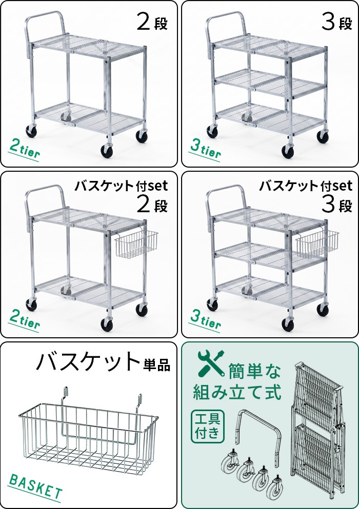 �ڥ᡼����ľ���ʡۥǥ��ơ��� �᥿��ե�����ǥ��� ������ DETAIL Metal Folding Cart [ 2 Tier ]