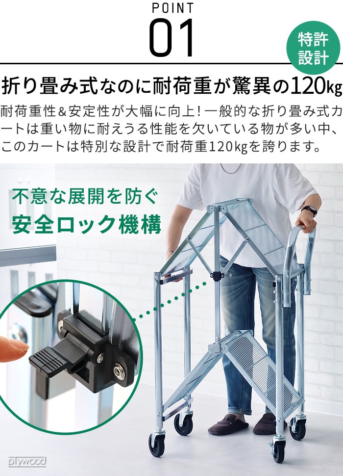 �ڥ᡼����ľ���ʡۥǥ��ơ��� �᥿��ե�����ǥ��� ������ DETAIL Metal Folding Cart [ 2 Tier ]