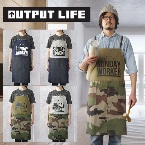 ȥץåȥ饤 ǡ ץ OUTPUT LIFE SUNDAY WORKER APRON