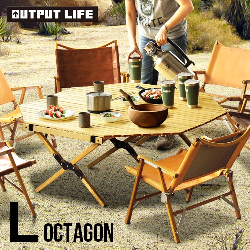 ȥץåȥ饤 å ȥåץơ֥ [ L ] OUTPUT LIFE WOOD ROLL TOP TABLE OCTAGON L