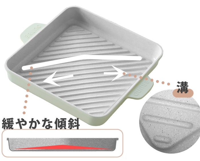 �֥롼�� ľ�С�IH�б������ץ졼�� BRUNO SQUARE GRILL PLATE BHK303