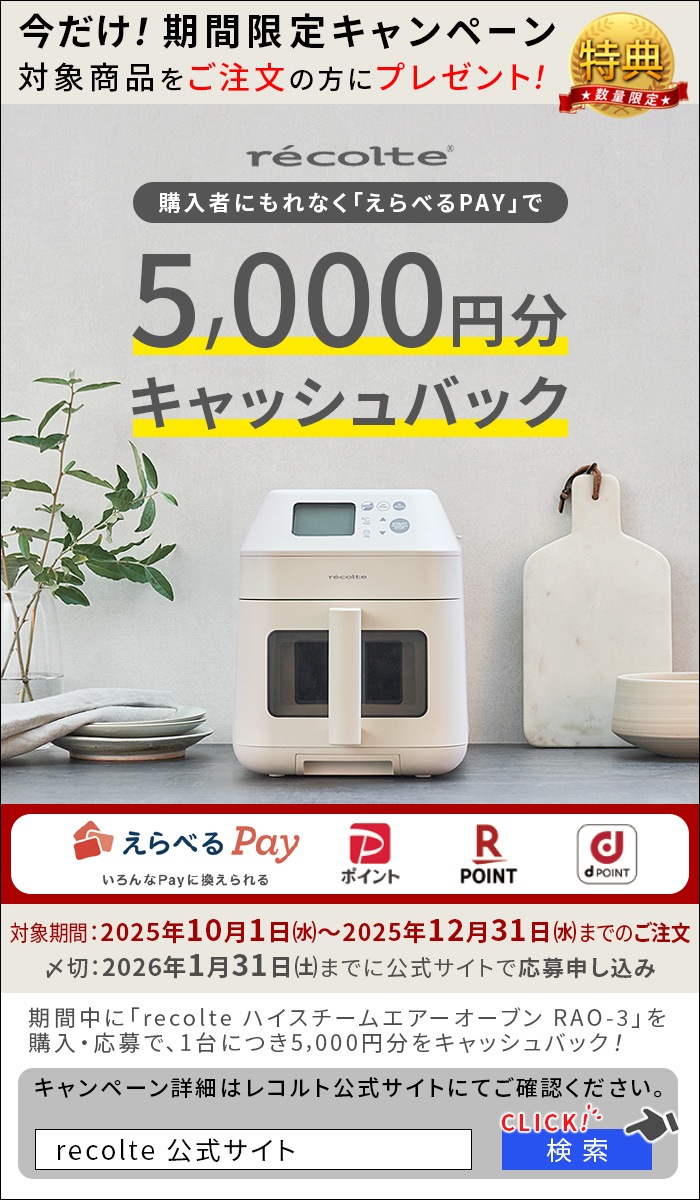 ָꥭåХårecolte ϥ२֥ 쥳 Hi Steam Air Oven RAO-3