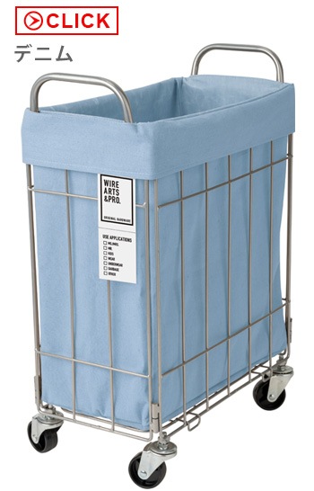 BRID DENIM FOLDING LAUNDRY SQUARE BASKET WITH CASTER [28L ���㥹�����դ�]