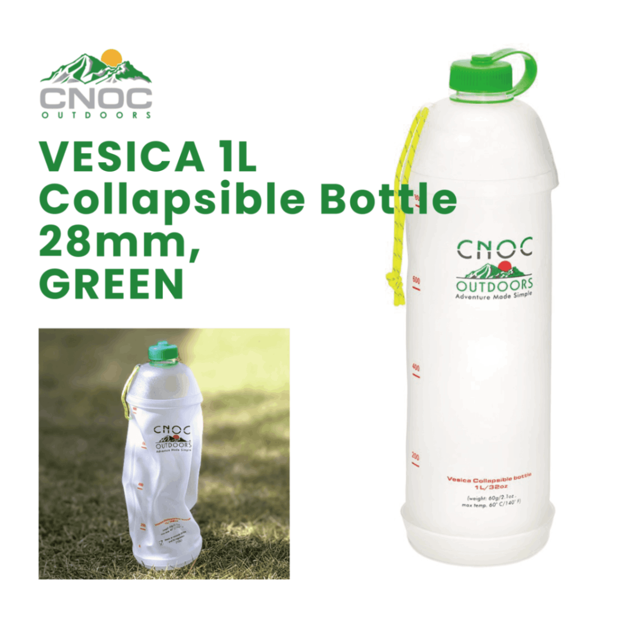 【送料無料】 クノック ウォーターボトル ヴェシカ 1リットル [グリーン] / CNOC VESICA 1L Water Bottle