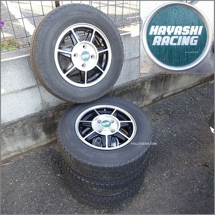 美品 ハヤシ ストリート●PCD100 12インチ 4J +35 JWL-T アルミホイール 軽トラ 軽バン 箱バン スタッドレス 4本SET HAYASHI RACING STREET