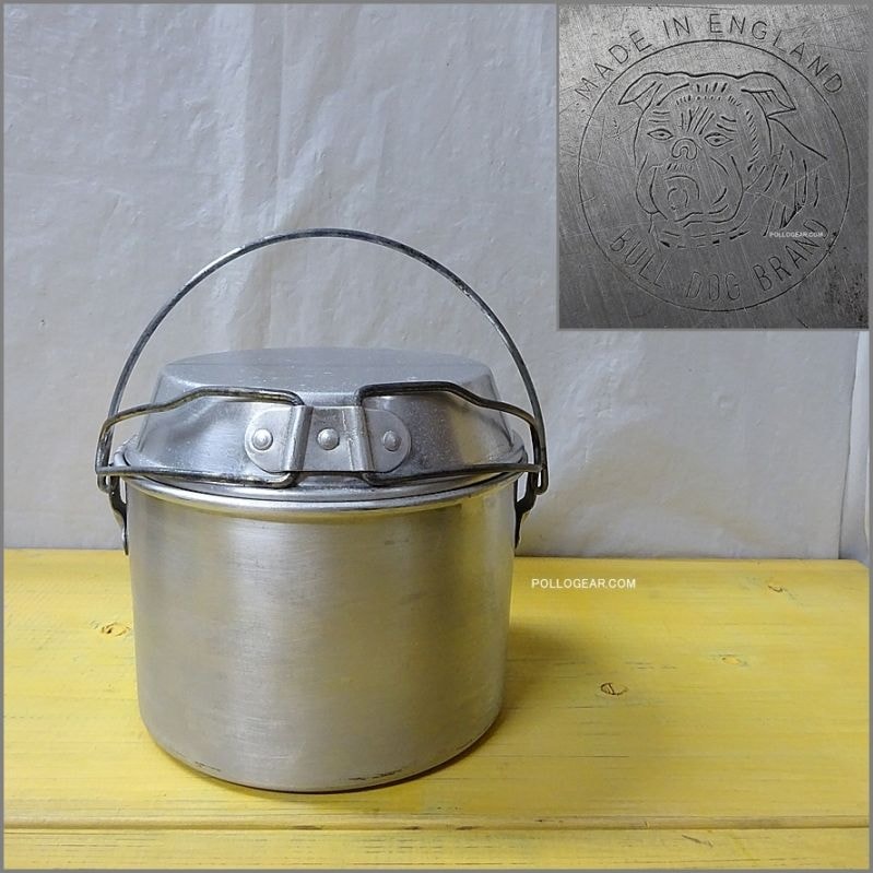 中サイズ 6インチ 良品<BR>ホットン ブルドッグ<BR>VINTAGE ビリーポット<BR>イングランド製 クッカー ビリー缶 ブッシュクラフト