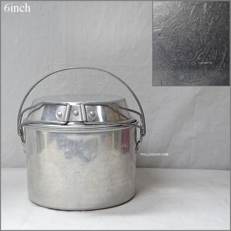 中サイズ 6インチ 良品<BR>ホットン ブルドッグ<BR>VINTAGE ビリーポット<BR>イングランド製 クッカー ビリー缶 ブッシュクラフト 丸大