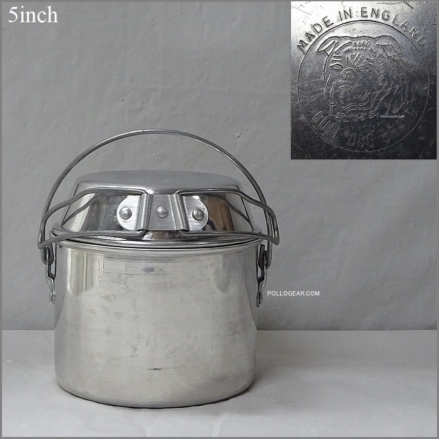 小サイズ 5インチ 美品<BR>ホットン ブルドッグ<BR>VINTAGE ビリーポット<BR>イングランド製 クッカー ビリー缶 ブッシュクラフト
