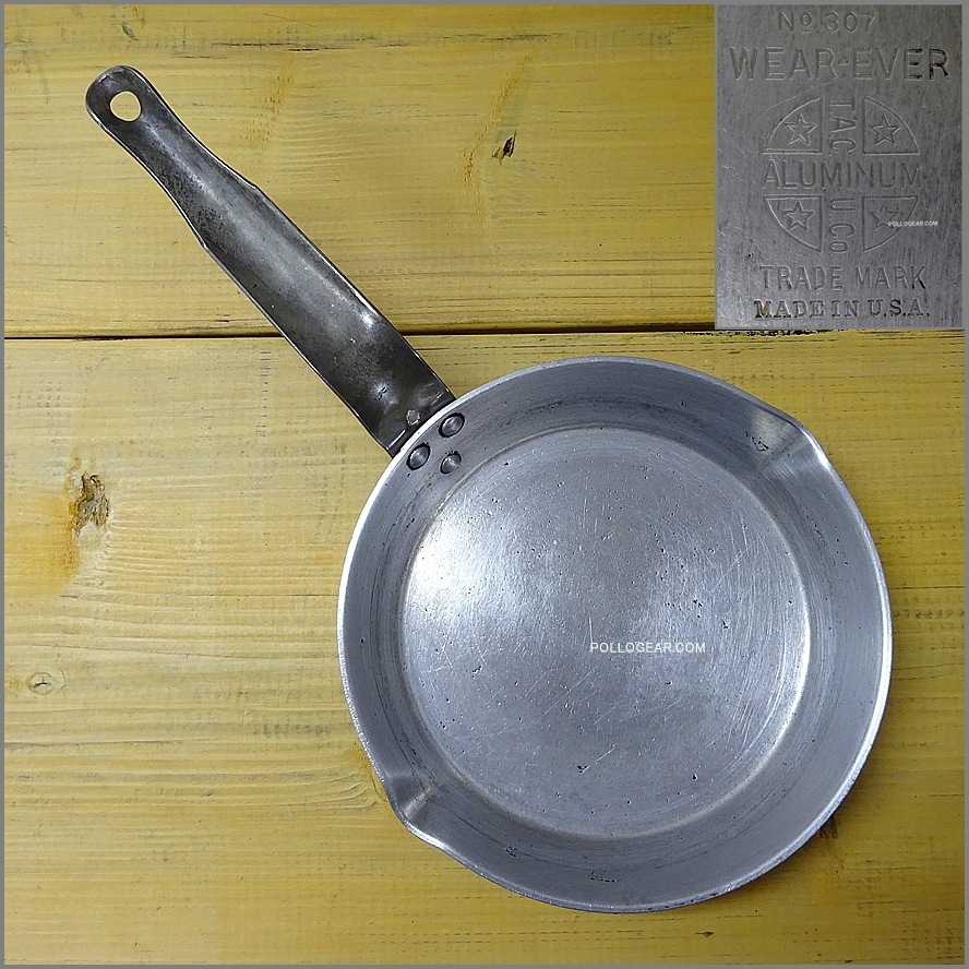 1930’s WEAR-EVER 307<BR>ビンテージ フライパン<BR>デカロゴ ウエアエバー USA製<BR> Aluminum Frying Pans 175㎜ アルミフライパン
