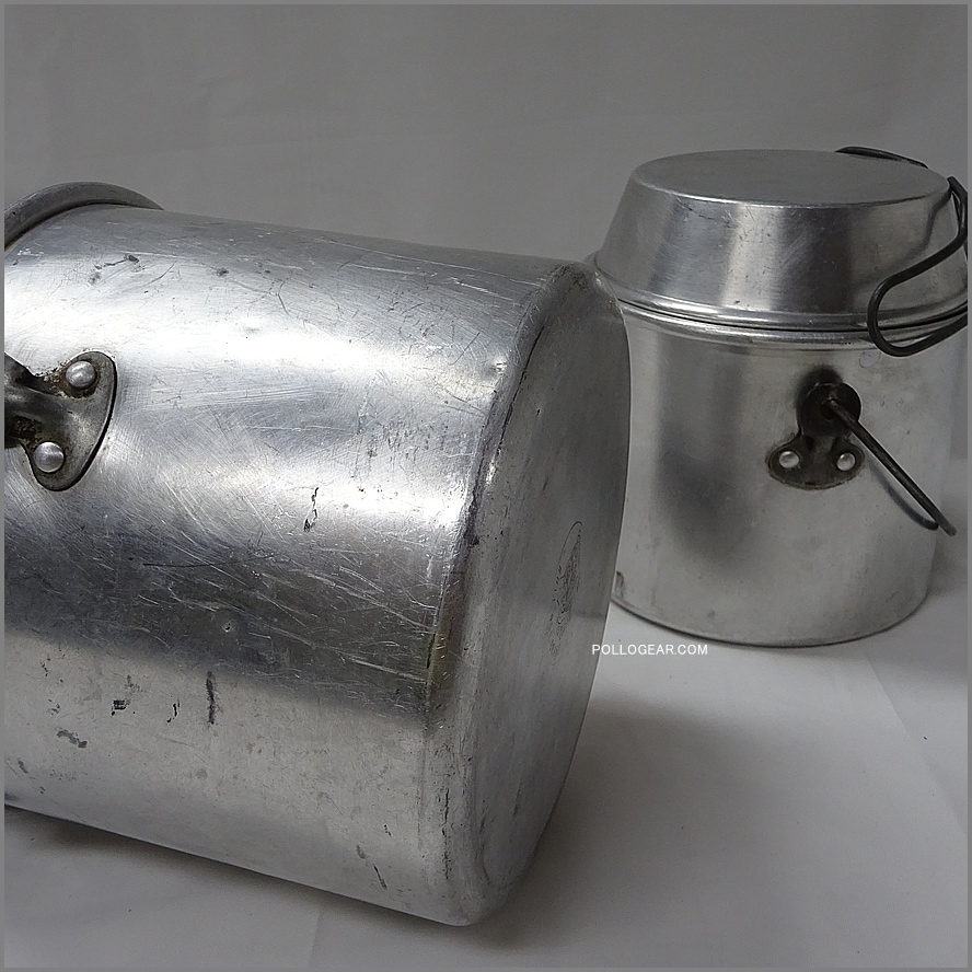 5+6 ホットン ブルドッグ<BR>50年代 劇画タッチ 刻印<BR>VINTAGE ビリー缶 クッカー<BR>イングランド製 小中2個セット ブッシュクラフト