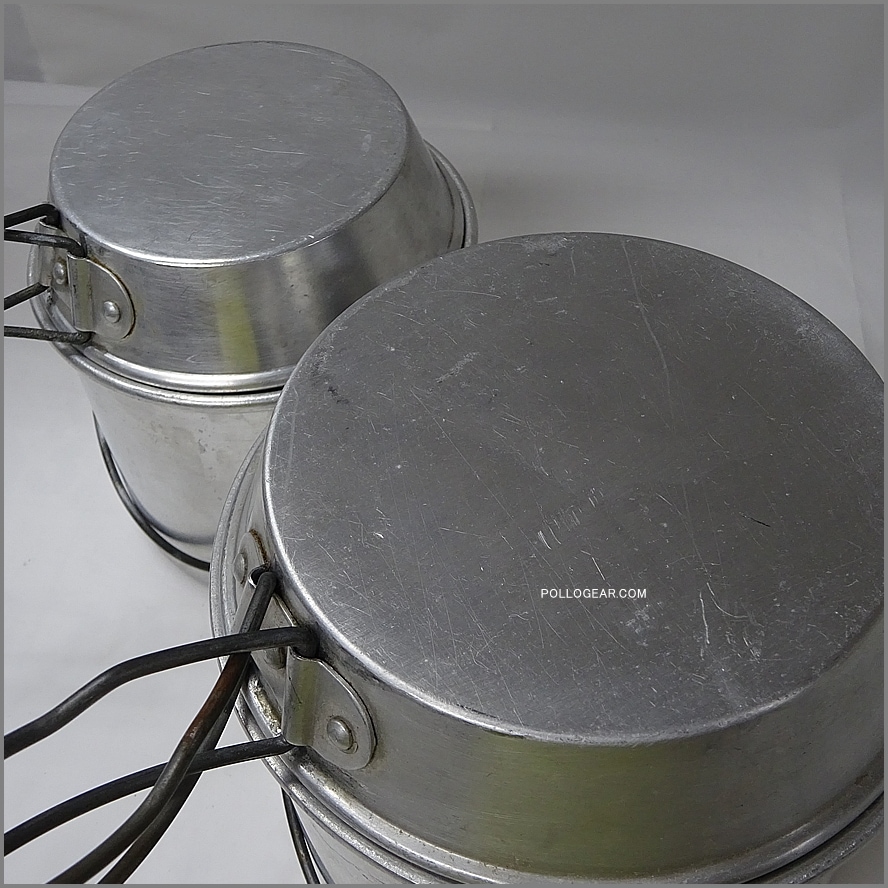 5+6 ホットン ブルドッグ<BR>50年代 劇画タッチ 刻印<BR>VINTAGE ビリー缶 クッカー<BR>イングランド製 小中2個セット ブッシュクラフト