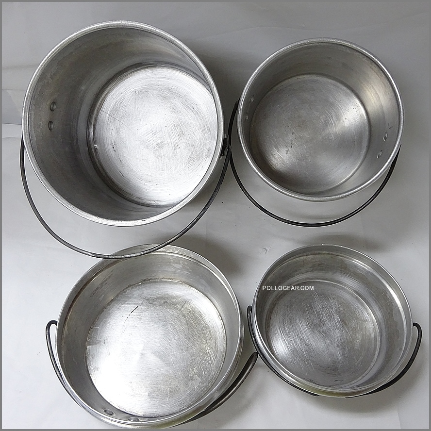 5+6 ホットン ブルドッグ<BR>50年代 劇画タッチ 刻印<BR>VINTAGE ビリー缶 クッカー<BR>イングランド製 小中2個セット ブッシュクラフト
