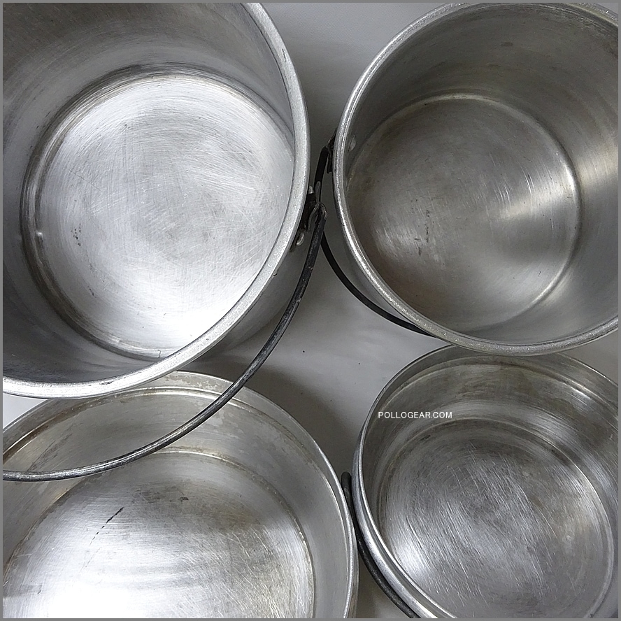 5+6 ホットン ブルドッグ<BR>50年代 劇画タッチ 刻印<BR>VINTAGE ビリー缶 クッカー<BR>イングランド製 小中2個セット ブッシュクラフト