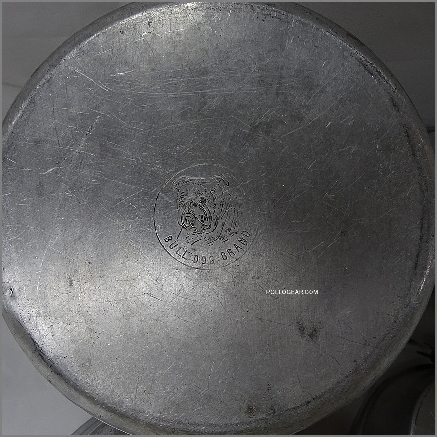5+6 ホットン ブルドッグ<BR>50年代 劇画タッチ 刻印<BR>VINTAGE ビリー缶 クッカー<BR>イングランド製 小中2個セット ブッシュクラフト