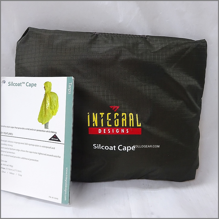 2012 デッドストック<br>INTEGRAL DESIGNS Silcoat Cape<br>シルナイロン シルコートケープ<br>ウルトラライト ポンチョ<br>インテグラルデザイン
