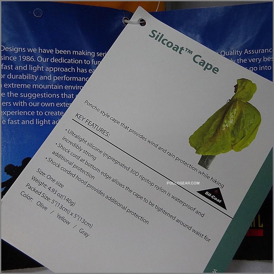2012 デッドストック<br>INTEGRAL DESIGNS Silcoat Cape<br>シルナイロン シルコートケープ<br>ウルトラライト ポンチョ<br>インテグラルデザイン