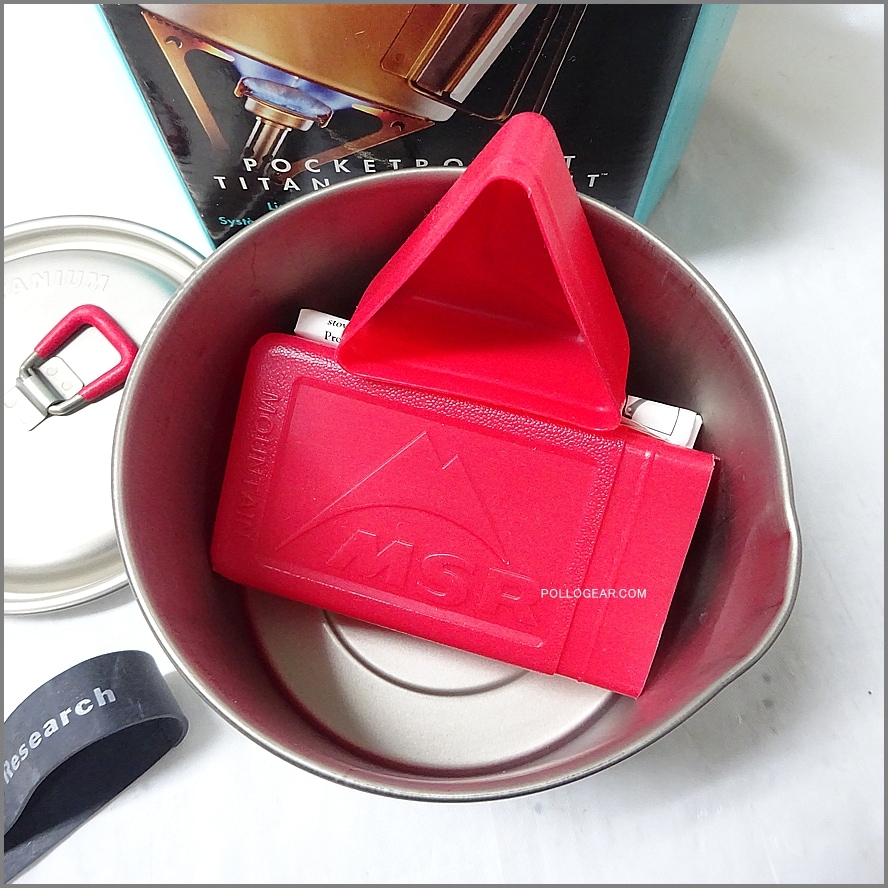 デッドストック 日本未発売<br>MSR Pocketrocket Stove w/ Titan Kettle Kit 2005年<br>初代ポケットロケット 旧型  チタンケトル タイタンケトル<br>ガスストーブ シングルバーナー