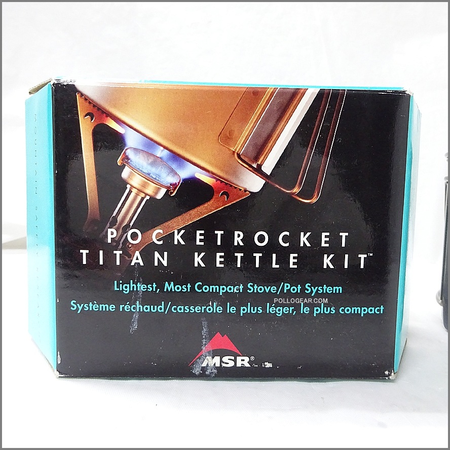 デッドストック 日本未発売<br>MSR Pocketrocket Stove w/ Titan Kettle Kit 2005年<br>初代ポケットロケット 旧型  チタンケトル タイタンケトル<br>ガスストーブ シングルバーナー
