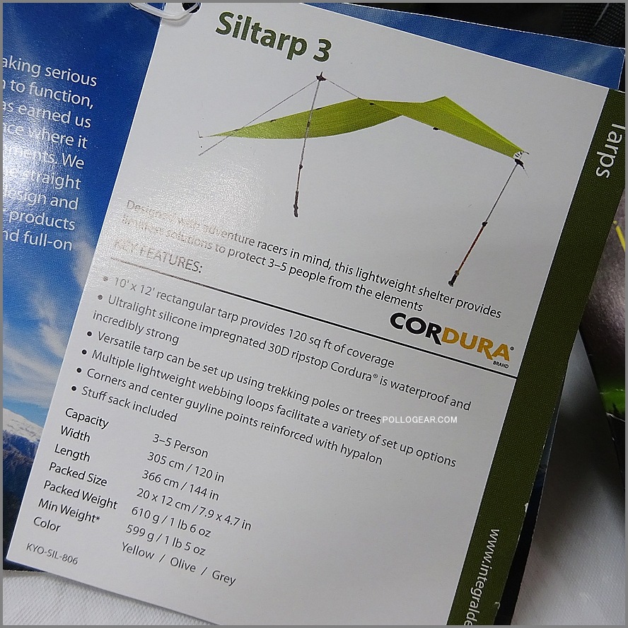 2011 デッドストック<br>INTEGRAL DESIGNS SilTarp3<br>シルナイロン フラットタープ<br>ウルトラライト シルタープ<br>10' x 12' Flat Tarp - Silnylon (3.05m×3.66m)