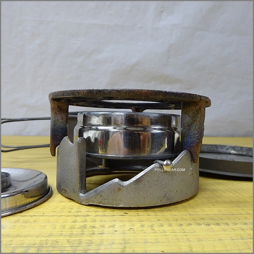 Early 1900’s WT&CO USA<BR>クッカー アルコールストーブ<BR>Vintage Tin Pot & Spirit Burner<BR>Whitall Tatum & Co Pocket Stove<BR>ビンテージ ポケットストーブ アメリカ製 