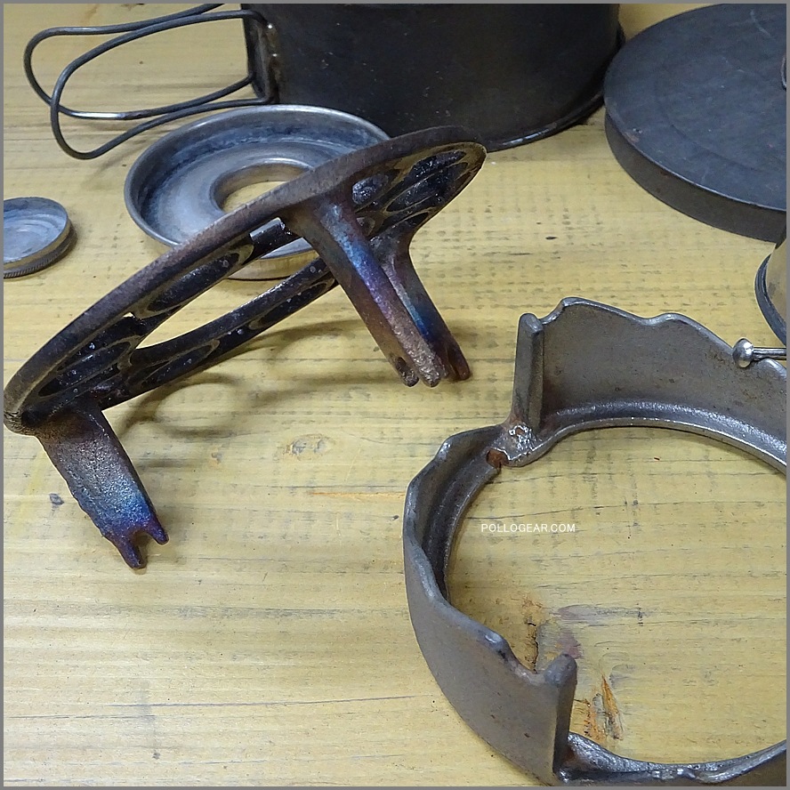 Early 1900’s WT&CO USA<BR>クッカー アルコールストーブ<BR>Vintage Tin Pot & Spirit Burner<BR>Whitall Tatum & Co Pocket Stove<BR>ビンテージ ポケットストーブ アメリカ製 