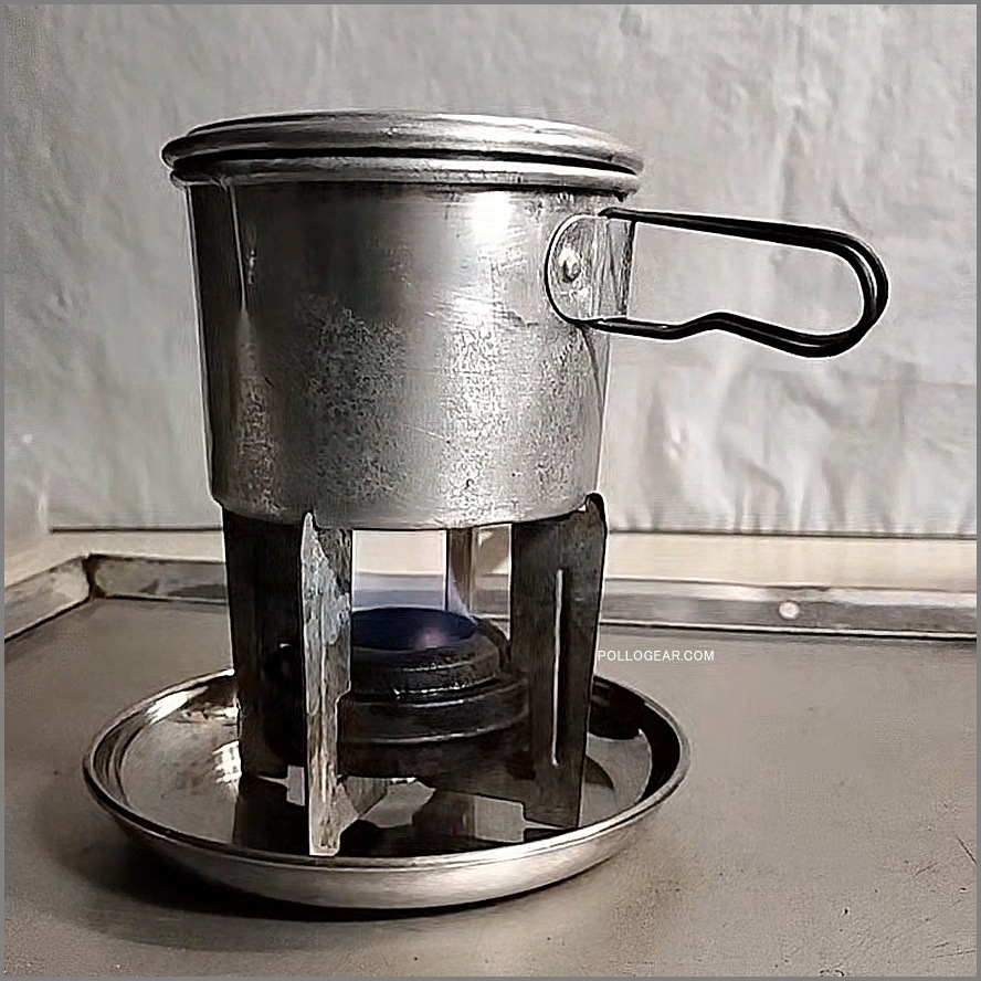 1940年代 UNKNOWN<BR>クッカー アルコールストーブ<BR>Aluminum Pot & Spirit Burner<BR>Vintage アルミポット アルスト