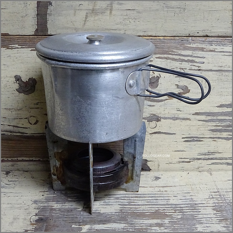1940年代 UNKNOWN<BR>クッカー アルコールストーブ<BR>Aluminum Pot & Spirit Burner<BR>Vintage アルミポット アルスト