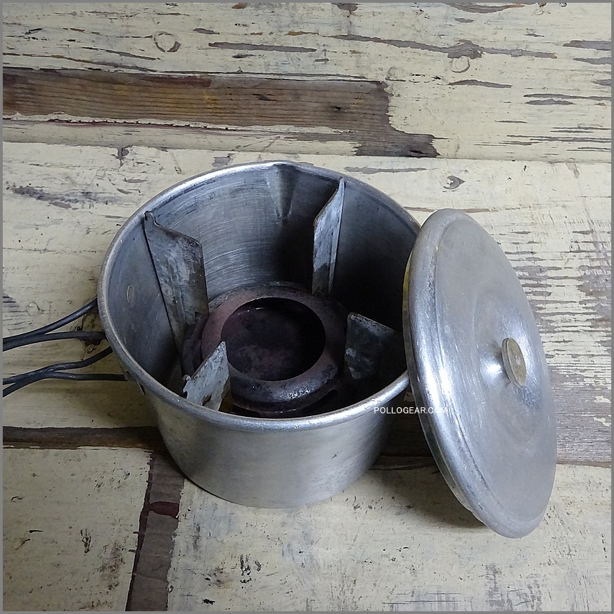 1940年代 UNKNOWN<BR>クッカー アルコールストーブ<BR>Aluminum Pot & Spirit Burner<BR>Vintage アルミポット アルスト
