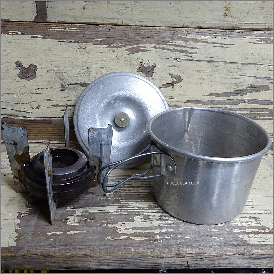 1940年代 UNKNOWN<BR>クッカー アルコールストーブ<BR>Aluminum Pot & Spirit Burner<BR>Vintage アルミポット アルスト