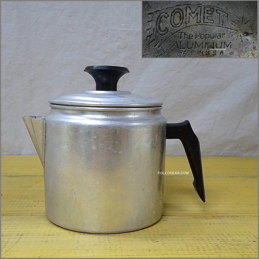 1950年代 COMET USA 0.5L<BR>小さな アルミ ビンテージケトル<BR>コメット コーヒー ポット ミロ<BR>VINTAGE MIRRO COFFEE POT<BR>MADE IN USA