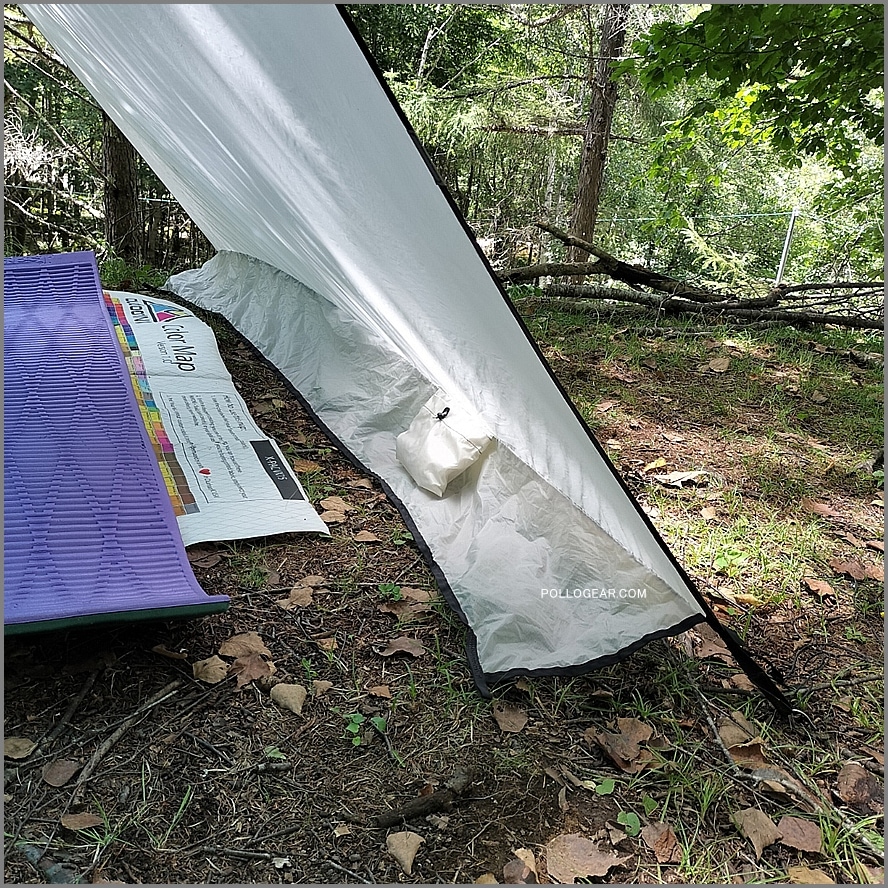 2007年 グラナイトギア<br>8×8 ノーザンライトタープ<br>GRANITE GEAR SILTARP<br>シルタープ スカート付き<br>バイカラー ブルー ホワイト<br>シルナイロン フラットタープ ULTRALIGHT CLASSIC