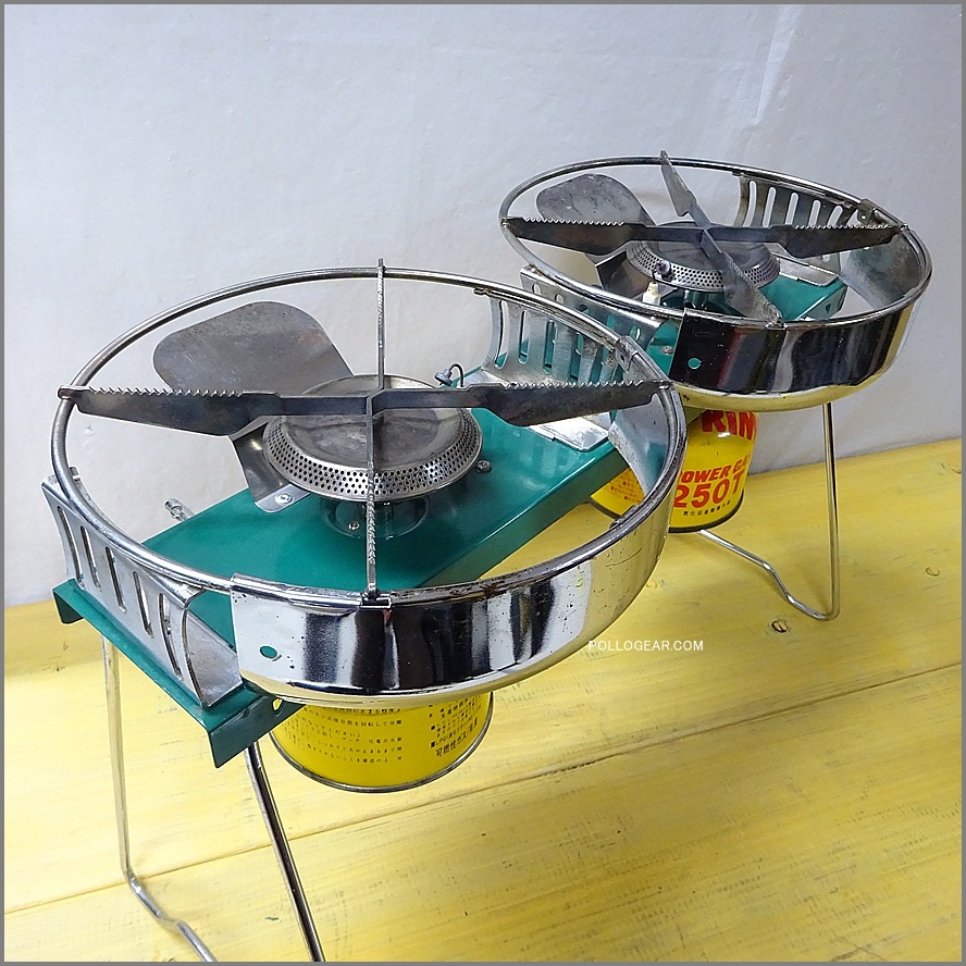 90’s コンパクトツーバーナー<BR>UK製 VINTAGE SUNNGAS<BR>Sunnflair SUNN CAMP<BR>OD缶 ガス ストーブ ビンテージ<BR>グリーンカラー レトロスタイル 