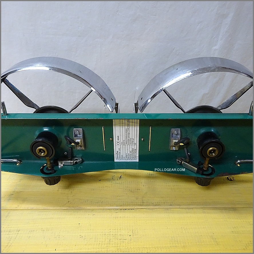 90’s コンパクトツーバーナー<BR>UK製 VINTAGE SUNNGAS<BR>Sunnflair SUNN CAMP<BR>OD缶 ガス ストーブ ビンテージ<BR>グリーンカラー レトロスタイル 