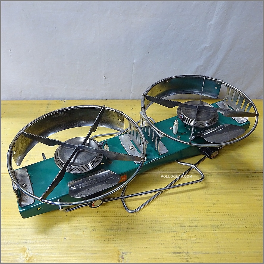 90’s コンパクトツーバーナー<BR>UK製 VINTAGE SUNNGAS<BR>Sunnflair SUNN CAMP<BR>OD缶 ガス ストーブ ビンテージ<BR>グリーンカラー レトロスタイル 