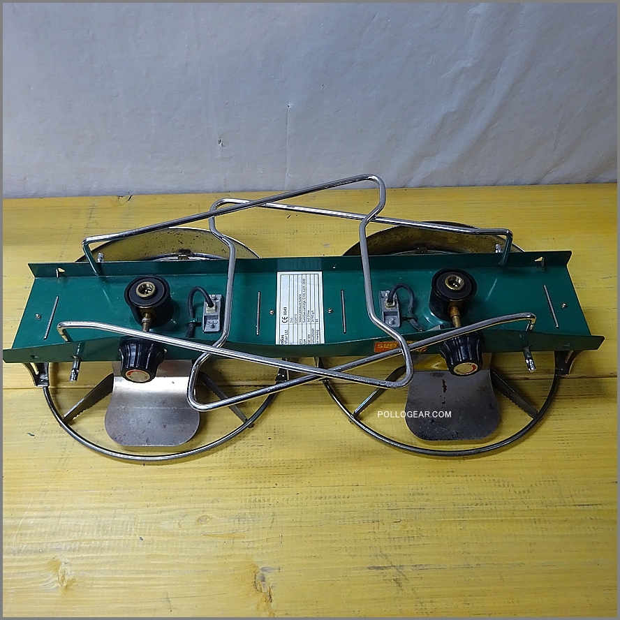 90’s コンパクトツーバーナー<BR>UK製 VINTAGE SUNNGAS<BR>Sunnflair SUNN CAMP<BR>OD缶 ガス ストーブ ビンテージ<BR>グリーンカラー レトロスタイル 