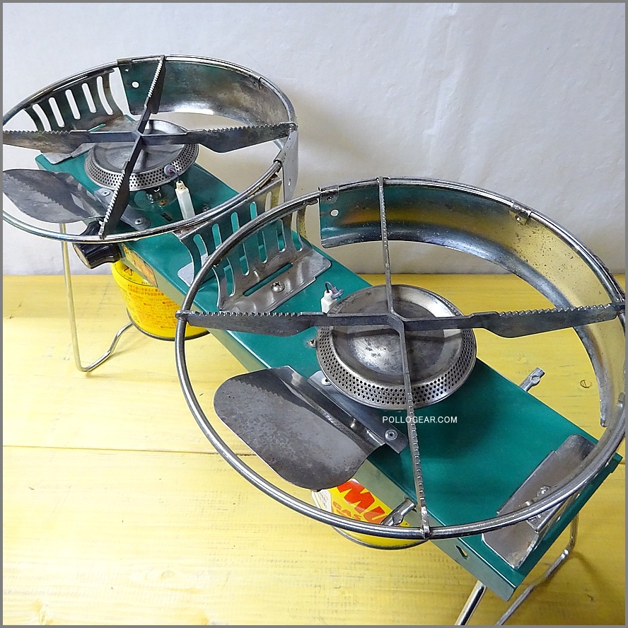 90’s コンパクトツーバーナー<BR>UK製 VINTAGE SUNNGAS<BR>Sunnflair SUNN CAMP<BR>OD缶 ガス ストーブ ビンテージ<BR>グリーンカラー レトロスタイル 