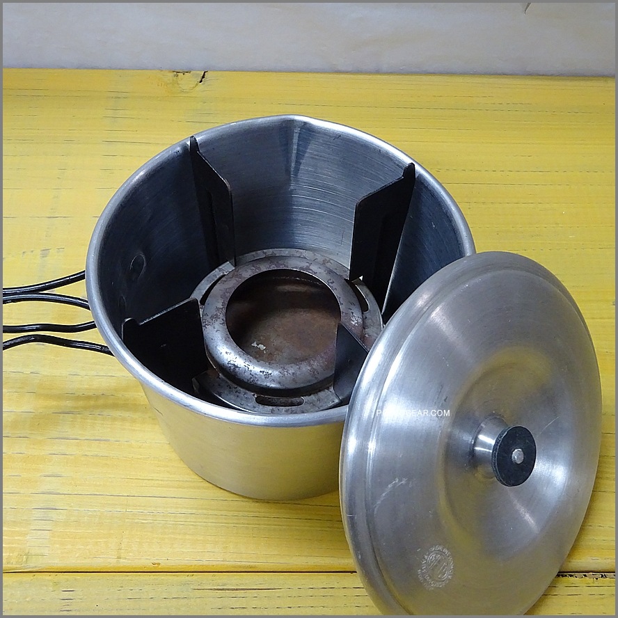 1940年代 META フランス製<BR>クッカー アルコールストーブ<BR>Aluminum Pot & Spirit Burner<BR>Vintage アルミポット アルスト