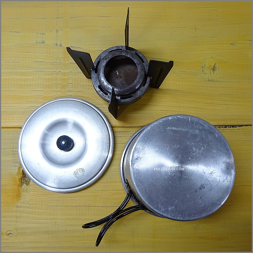 1940年代 META フランス製<BR>クッカー アルコールストーブ<BR>Aluminum Pot & Spirit Burner<BR>Vintage アルミポット アルスト