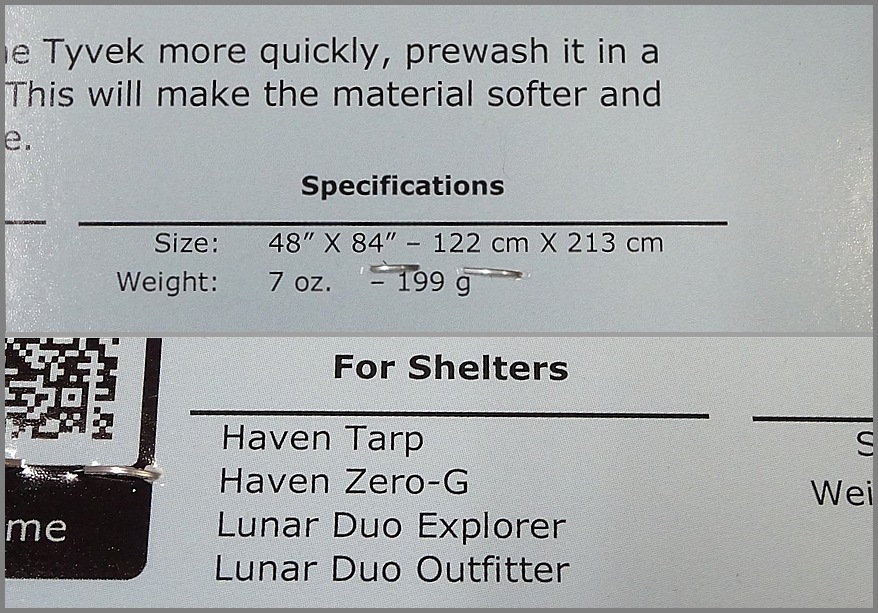 213×122 SixMoon Designs<BR>シックスムーンデザインズ<BR>タイベックシート<BR>グランドシート<BR>フットプリント